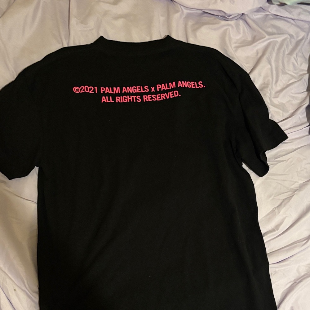 Palm Angels Black Tee with Pink Accents
